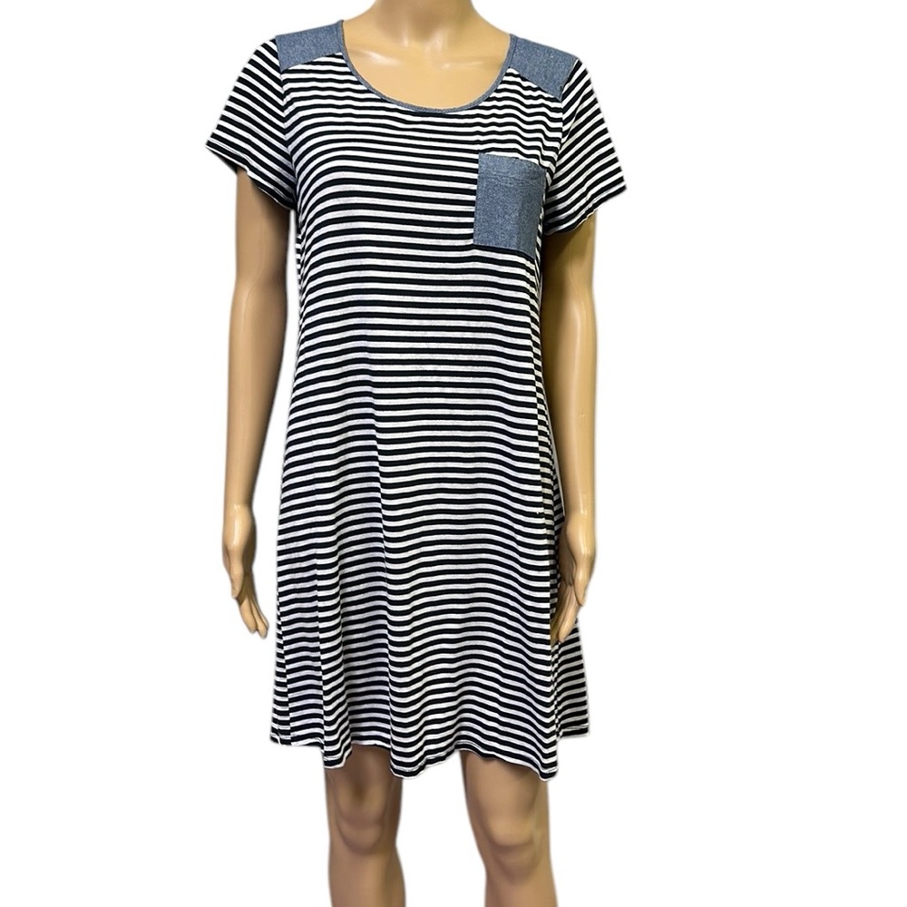 Elie McCarthy Tshirt Pocket Tee Short Sleeve Striped Dress Womens Medium